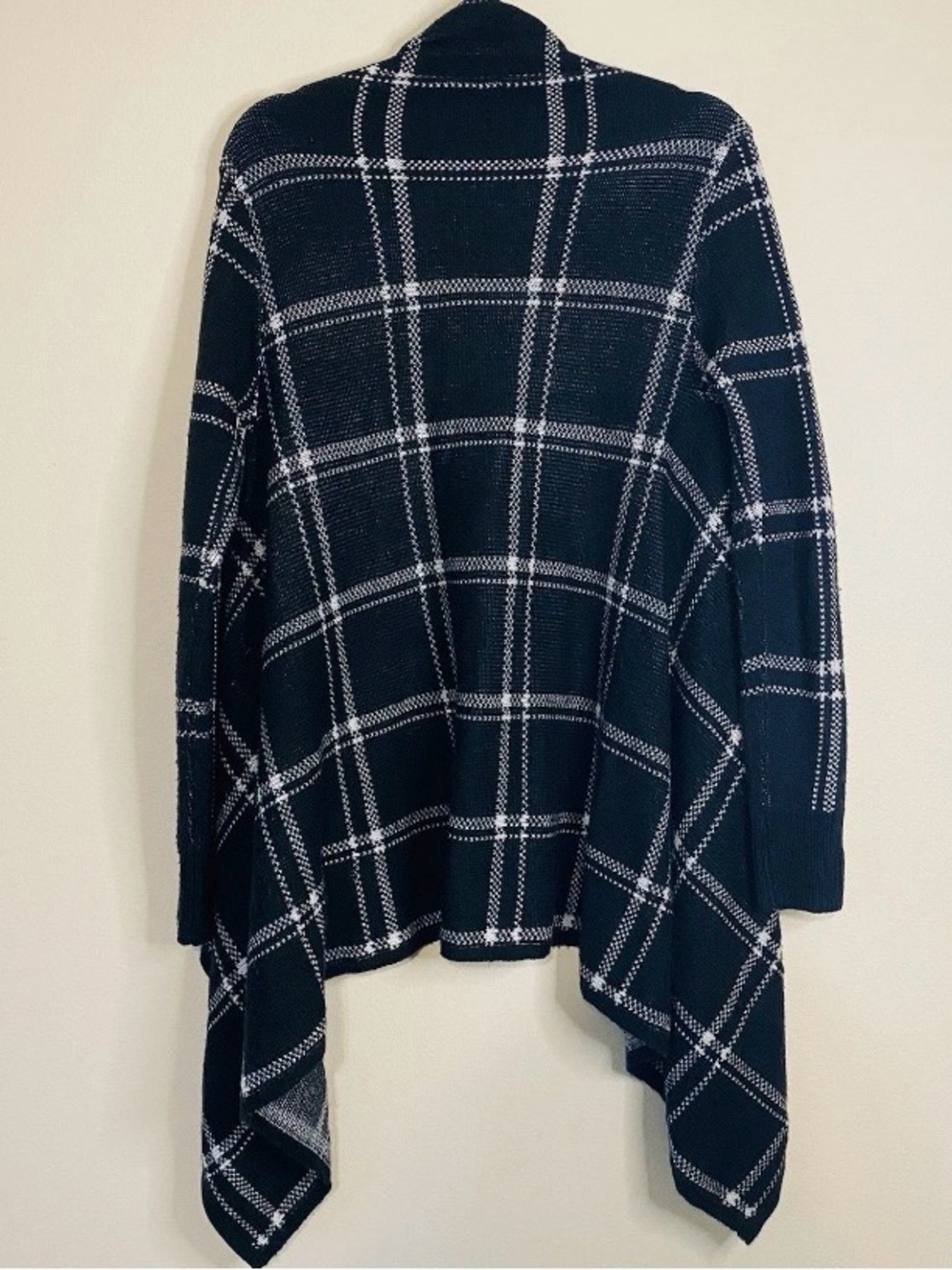 Merona Black Plaid Open-Front Women's Sweater Cardigan Size M